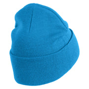 Yellow Lighting Bolt Iron on Patch Patched 12 Inch Long Knitted Beanie - Aqua OSFM