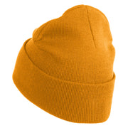 Yellow Lighting Bolt Iron on Patch Patched 12 Inch Long Knitted Beanie - Camel OSFM