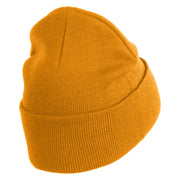 Yellow Lighting Bolt Iron on Patch Patched 12 Inch Long Knitted Beanie - Camel OSFM