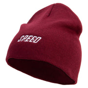 Speed Embroidered 8 inch Acrylic Short beanie - Maroon OSFM