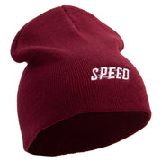 Speed Embroidered 8 inch Acrylic Short beanie - Maroon OSFM