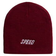 Speed Embroidered 8 inch Acrylic Short beanie - Maroon OSFM