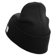 Once A Marine Always a Marine Logo Embroidered 12 Inch Solid Knit Cuff Long Beanie Made in USA - Black OSFM