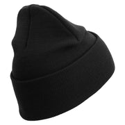 Once A Marine Always a Marine Logo Embroidered 12 Inch Solid Knit Cuff Long Beanie Made in USA - Black OSFM