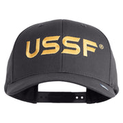 USSF Gold Letter Embroidered Retro Cotton Blend Snapback Cap - Charcoal OSFM