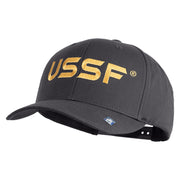 USSF Gold Letter Embroidered Retro Cotton Blend Snapback Cap - Charcoal OSFM