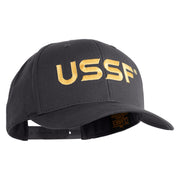 USSF Gold Letter Embroidered Retro Cotton Blend Snapback Cap - Charcoal OSFM