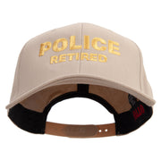 Police Retired Embroidered Solid Cotton Twill Prostyle Cap - Khaki OSFM