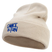 Dance Is Fun Embroidered 12 Inch Long Knitted Beanie - Birch OSFM