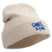 Dance Is Fun Embroidered 12 Inch Long Knitted Beanie - Birch OSFM