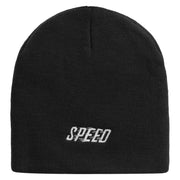 Speed Embroidered 8 inch Acrylic Short beanie - Black OSFM