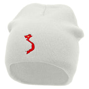 Vietnam Embroidered 8 Inch Short Beanie - White OSFM