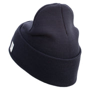 Once A Marine Always a Marine Logo Embroidered 12 Inch Solid Knit Cuff Long Beanie Made in USA - Navy OSFM