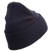 Once A Marine Always a Marine Logo Embroidered 12 Inch Solid Knit Cuff Long Beanie Made in USA - Navy OSFM