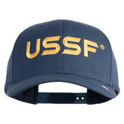 USSF Gold Letter Embroidered Retro Cotton Blend Snapback Cap - Navy OSFM
