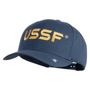 USSF Gold Letter Embroidered Retro Cotton Blend Snapback Cap - Navy OSFM