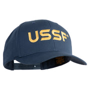 USSF Gold Letter Embroidered Retro Cotton Blend Snapback Cap - Navy OSFM