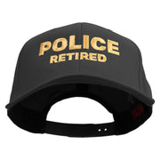 Police Retired Embroidered Solid Cotton Twill Prostyle Cap - Black OSFM