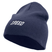 Speed Embroidered 8 inch Acrylic Short beanie - Navy OSFM