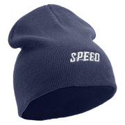 Speed Embroidered 8 inch Acrylic Short beanie - Navy OSFM