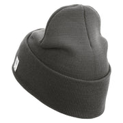 Once A Marine Always a Marine Logo Embroidered 12 Inch Solid Knit Cuff Long Beanie Made in USA - Charcoal OSFM