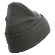 Once A Marine Always a Marine Logo Embroidered 12 Inch Solid Knit Cuff Long Beanie Made in USA - Charcoal OSFM