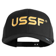 USSF Gold Letter Embroidered Retro Cotton Blend Snapback Cap - Black OSFM