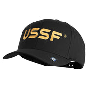 USSF Gold Letter Embroidered Retro Cotton Blend Snapback Cap - Black OSFM