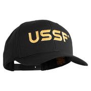 USSF Gold Letter Embroidered Retro Cotton Blend Snapback Cap - Black OSFM