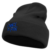 Dance Is Fun Embroidered 12 Inch Long Knitted Beanie - Black OSFM