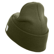 Once A Marine Always a Marine Logo Embroidered 12 Inch Solid Knit Cuff Long Beanie Made in USA - Olive OSFM