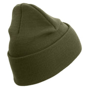 Once A Marine Always a Marine Logo Embroidered 12 Inch Solid Knit Cuff Long Beanie Made in USA - Olive OSFM