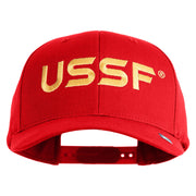 USSF Gold Letter Embroidered Retro Cotton Blend Snapback Cap - Red OSFM