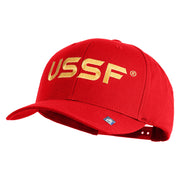USSF Gold Letter Embroidered Retro Cotton Blend Snapback Cap - Red OSFM