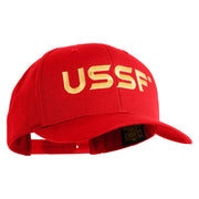USSF Gold Letter Embroidered Retro Cotton Blend Snapback Cap - Red OSFM