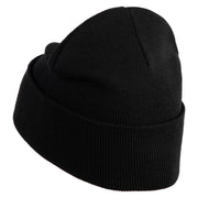 Tiny Rainbow Iron on Patched 12 Inch Long Knitted Beanie - Black OSFM