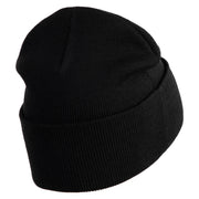 Tiny Rainbow Iron on Patched 12 Inch Long Knitted Beanie - Black OSFM