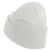 Tiny Rainbow Iron on Patched 12 Inch Long Knitted Beanie - White OSFM