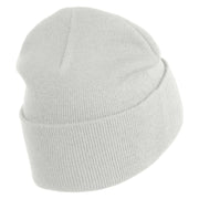 Tiny Rainbow Iron on Patched 12 Inch Long Knitted Beanie - White OSFM