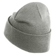 Tiny Rainbow Iron on Patched 12 Inch Long Knitted Beanie - Heather Grey OSFM
