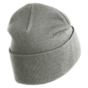 Tiny Rainbow Iron on Patched 12 Inch Long Knitted Beanie - Heather Grey OSFM