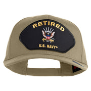 Retired US Navy Patched Solid Cotton Twill Cap - Khaki OSFM