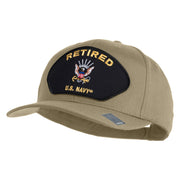 Retired US Navy Patched Solid Cotton Twill Cap - Khaki OSFM