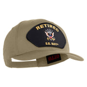 Retired US Navy Patched Solid Cotton Twill Cap - Khaki OSFM
