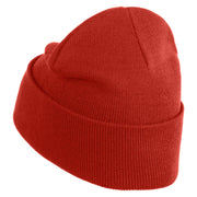 Tiny Rainbow Iron on Patched 12 Inch Long Knitted Beanie - Rust OSFM