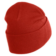 Tiny Rainbow Iron on Patched 12 Inch Long Knitted Beanie - Rust OSFM