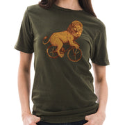 Bicycle Lion Graphic Design Vintage Crewneck Tee
