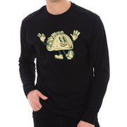 Vintage Taco Graphic Design Unisex Lane Seven Ring Spun Cotton Premium Long Sleeve T-shirt - Black XS