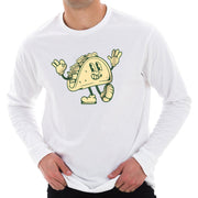 Vintage Taco Graphic Design Unisex Lane Seven Ring Spun Cotton Premium Long Sleeve T-shirt - White XS