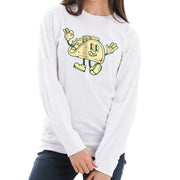 Vintage Taco Graphic Design Unisex Lane Seven Ring Spun Cotton Premium Long Sleeve T-shirt - White XS